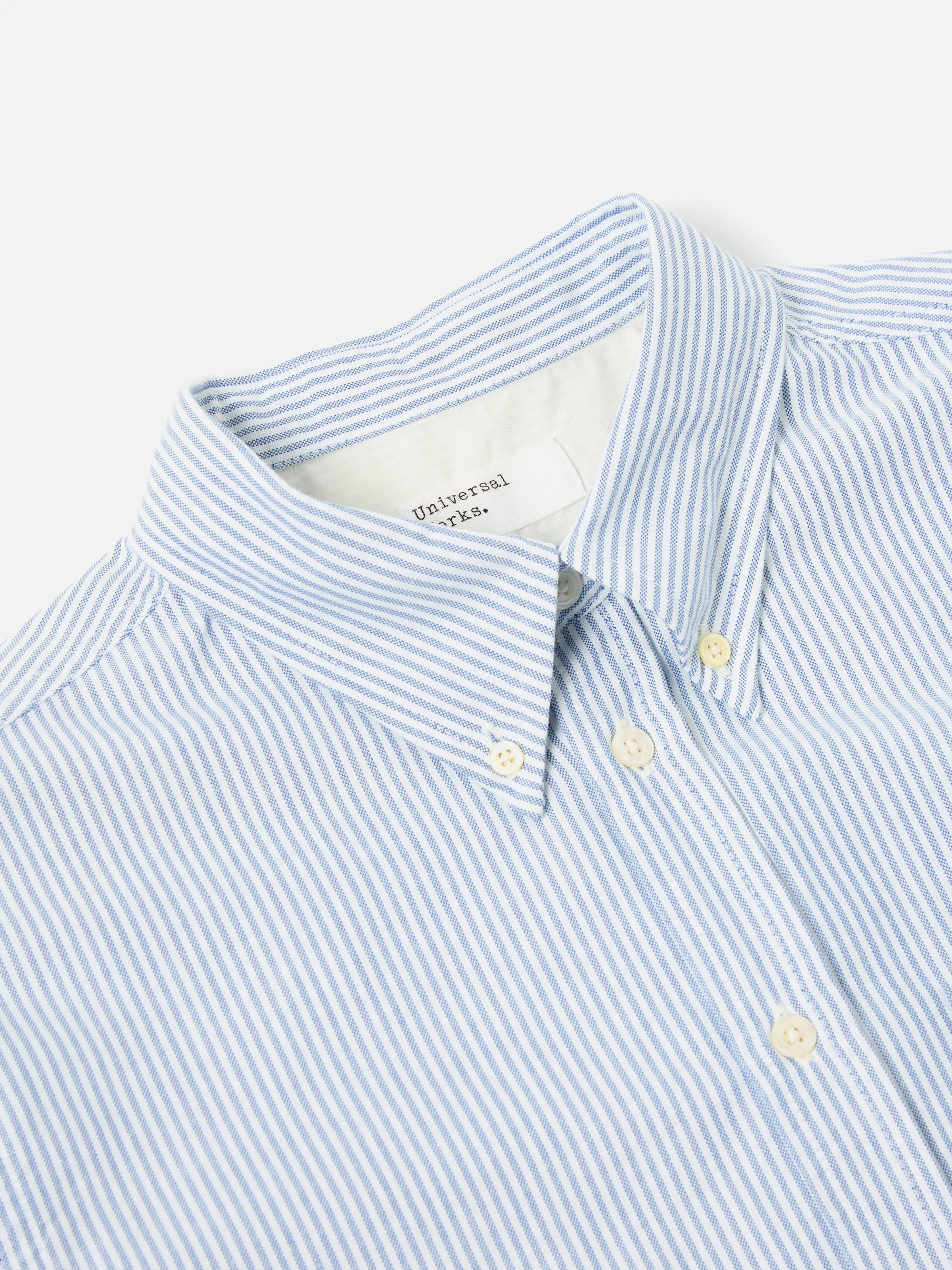 Universal Works Daybrook Shirt in Blue Oxford Stripe