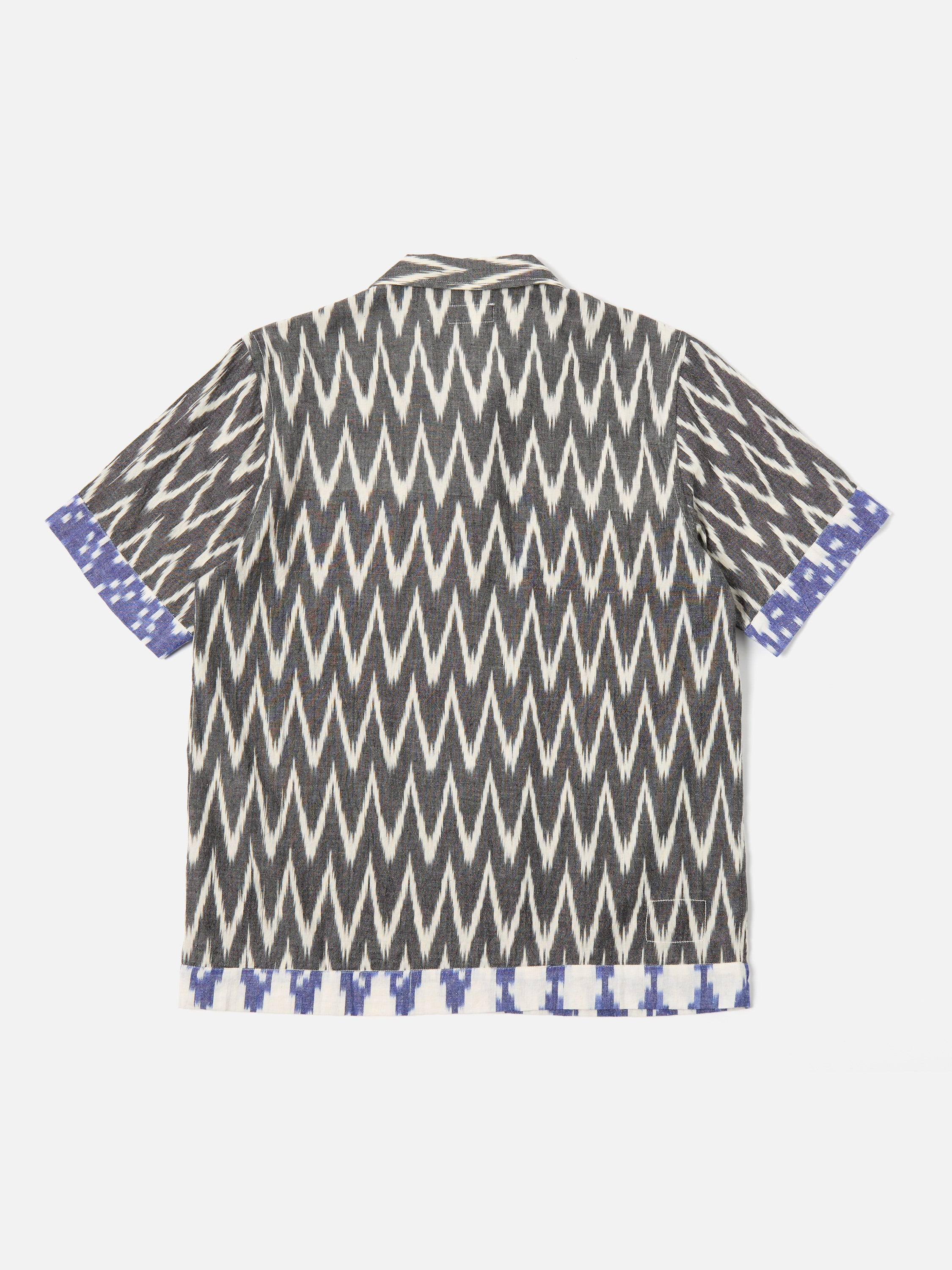 Universal Works Border Road Shirt in Grey/Lilac Ikat Mix