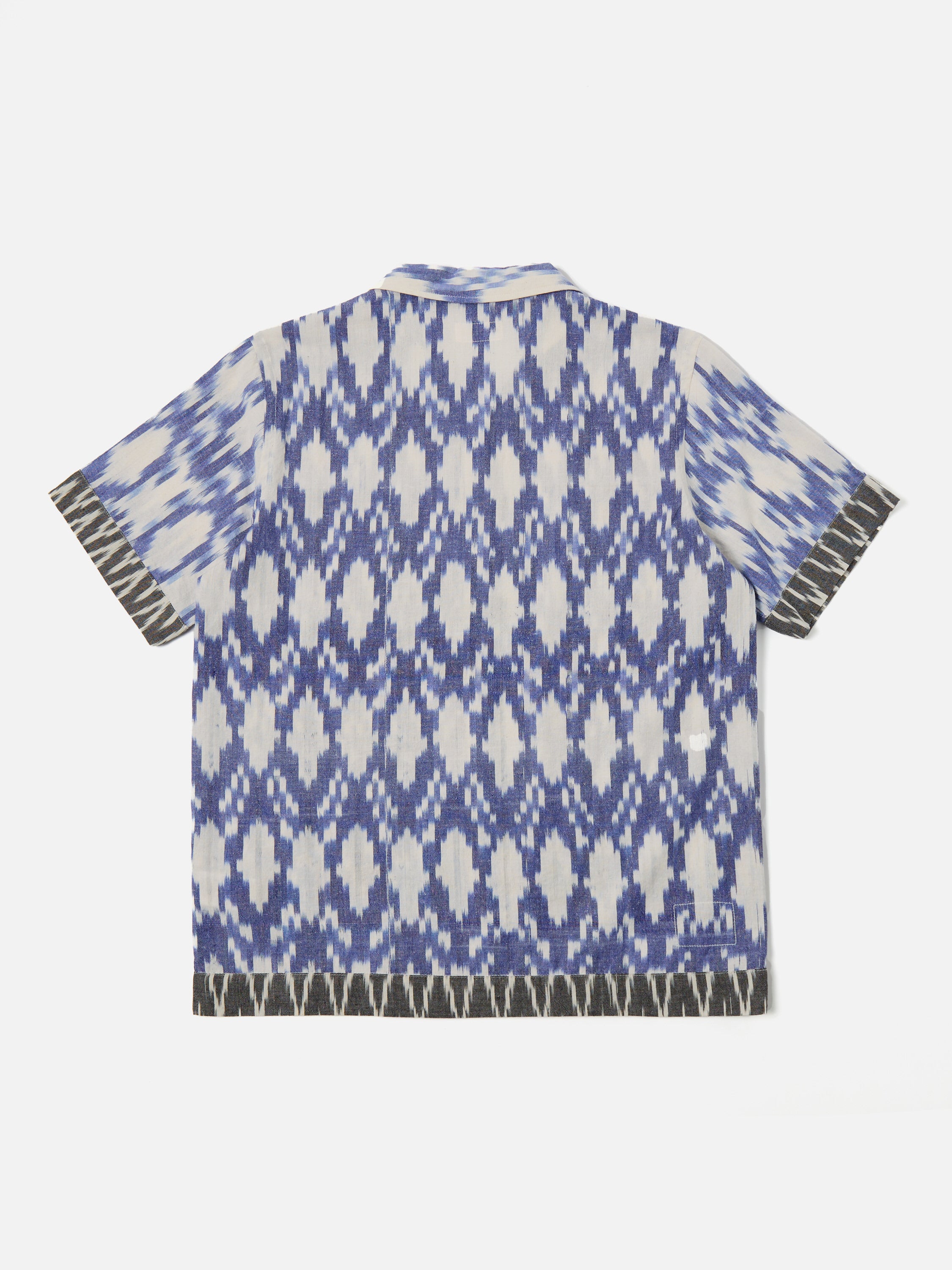Universal Works Border Road Shirt in Lilac/Grey Ikat Mix