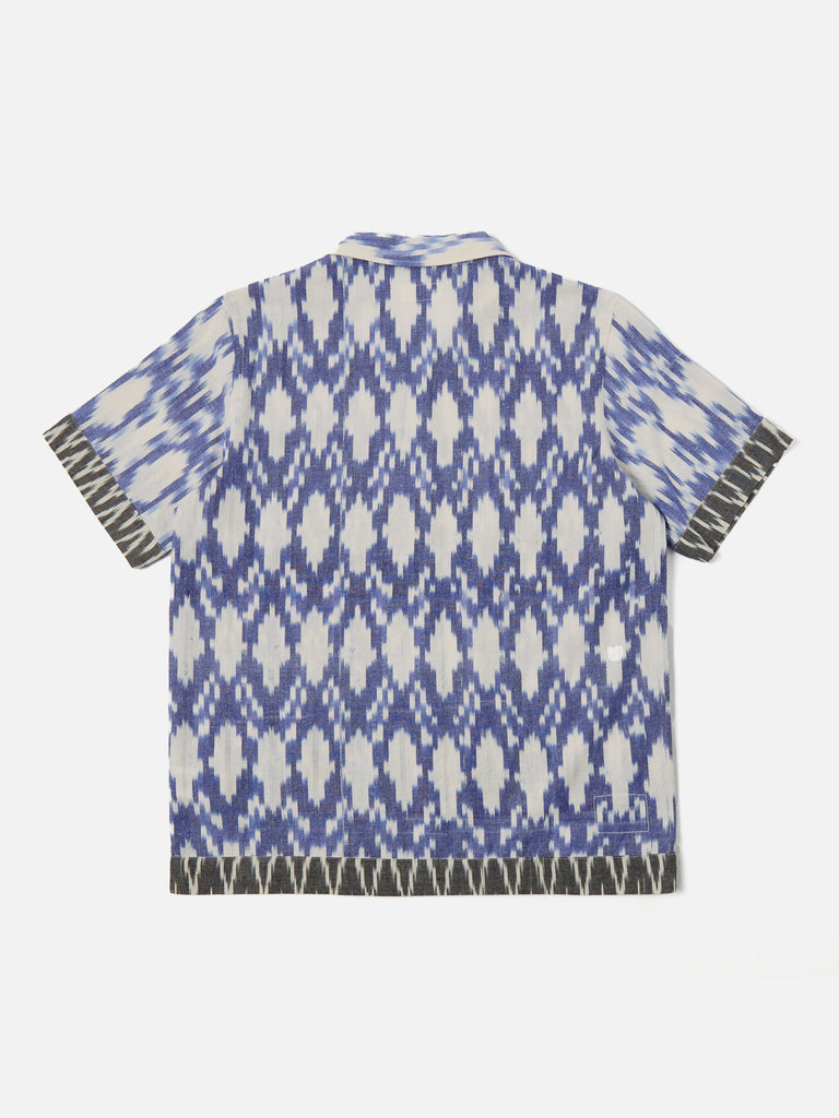 Universal Works Border Road Shirt in Lilac/Grey Ikat Mix
