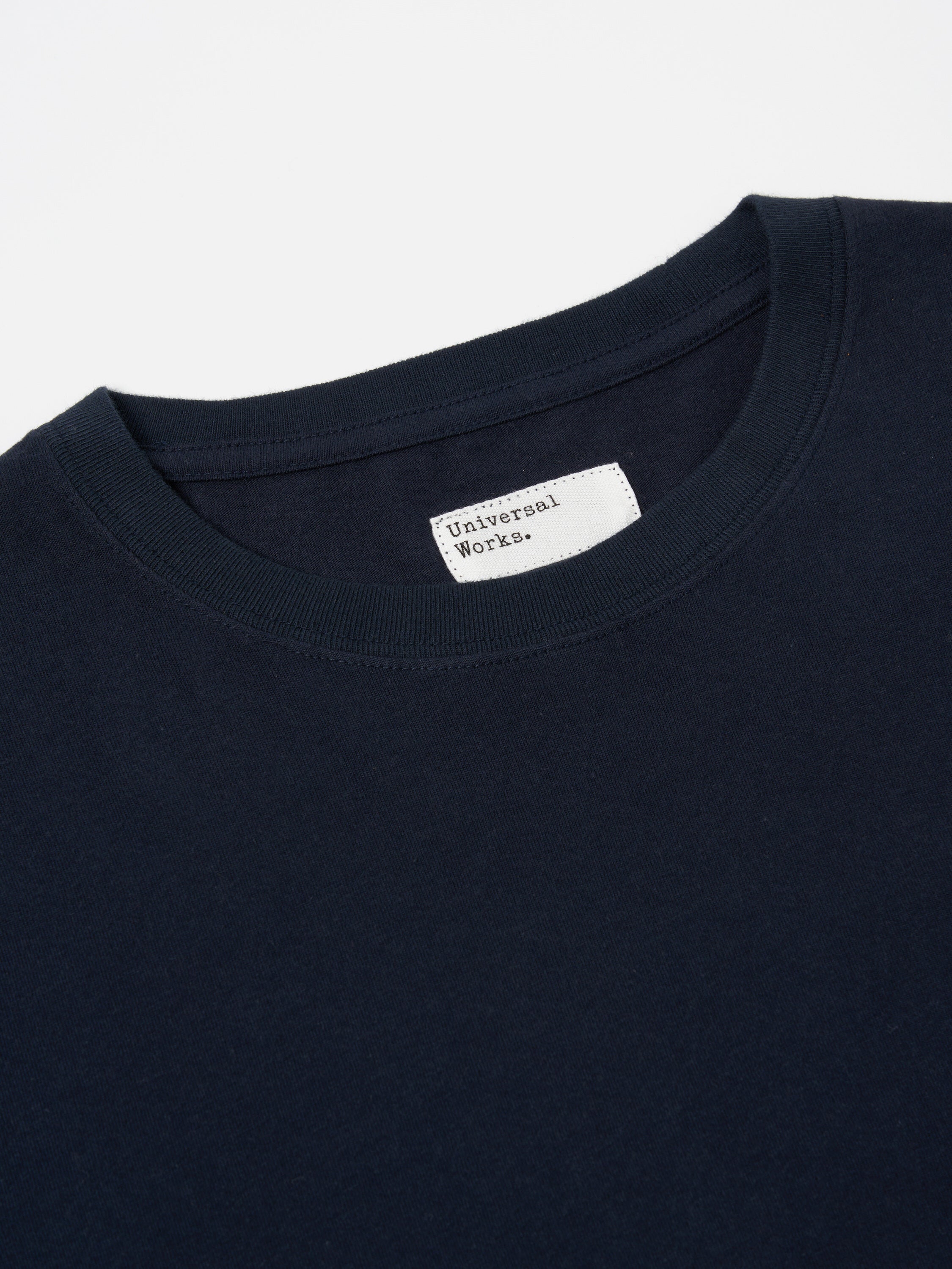 Universal Works XV Tee Shirt in Navy Print Jersey