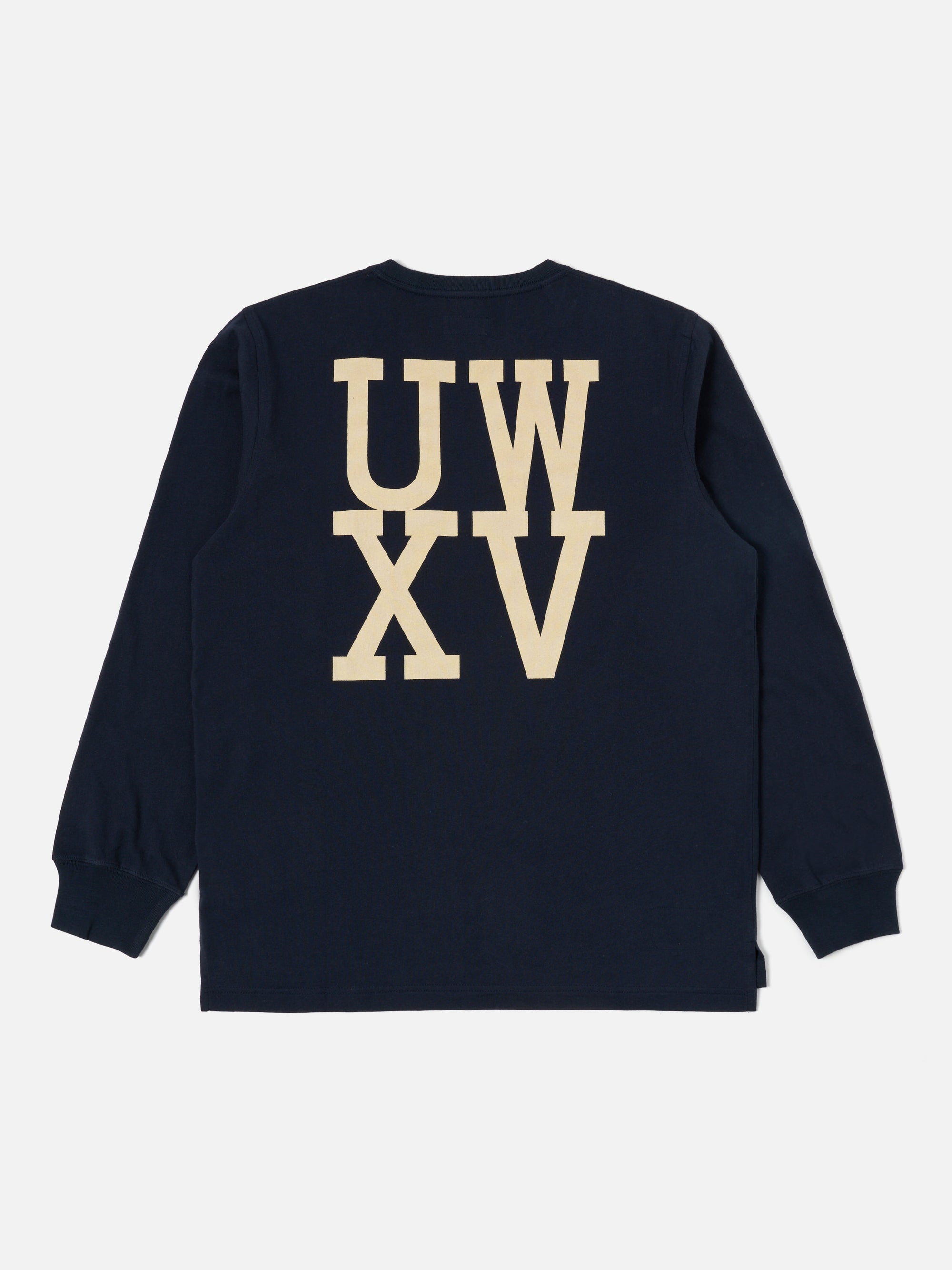 Universal Works XV Tee Shirt in Navy Print Jersey