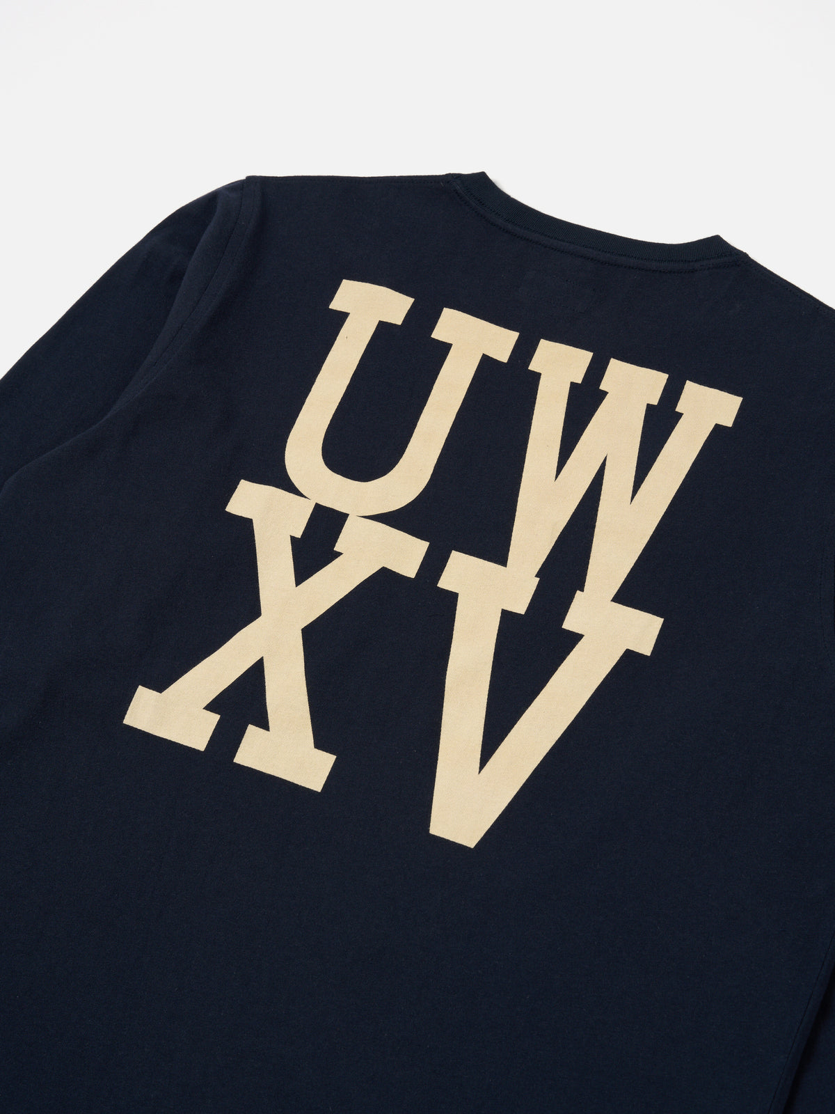 Universal Works XV Tee Shirt in Navy Print Jersey