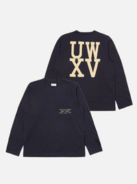 Universal Works XV Tee Shirt in Navy Print Jersey