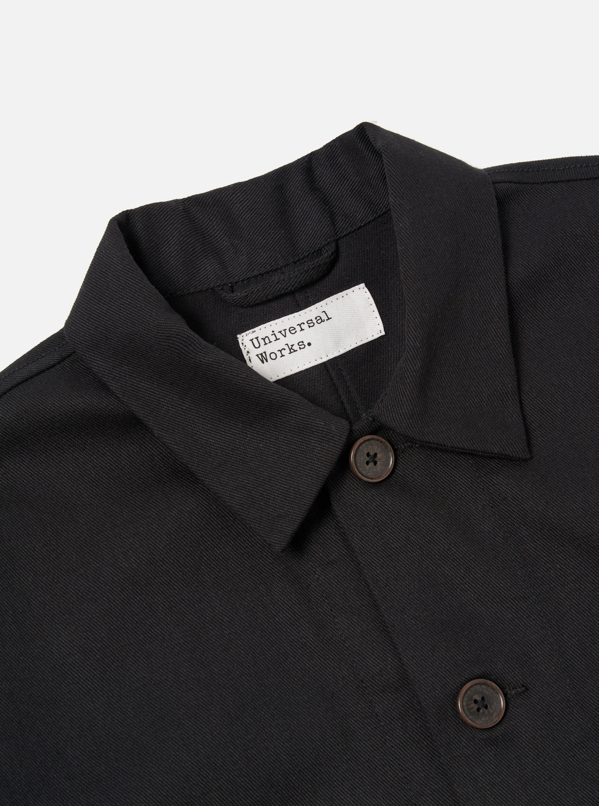 Universal Works Travail Shirt in Black Works Twill