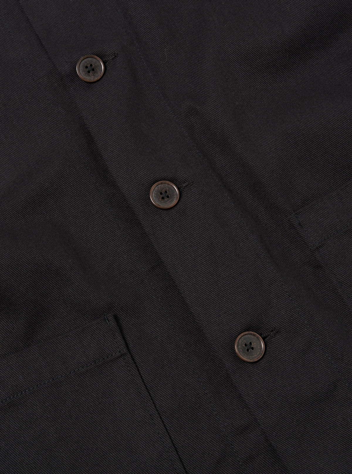 Universal Works Travail Shirt in Black Works Twill