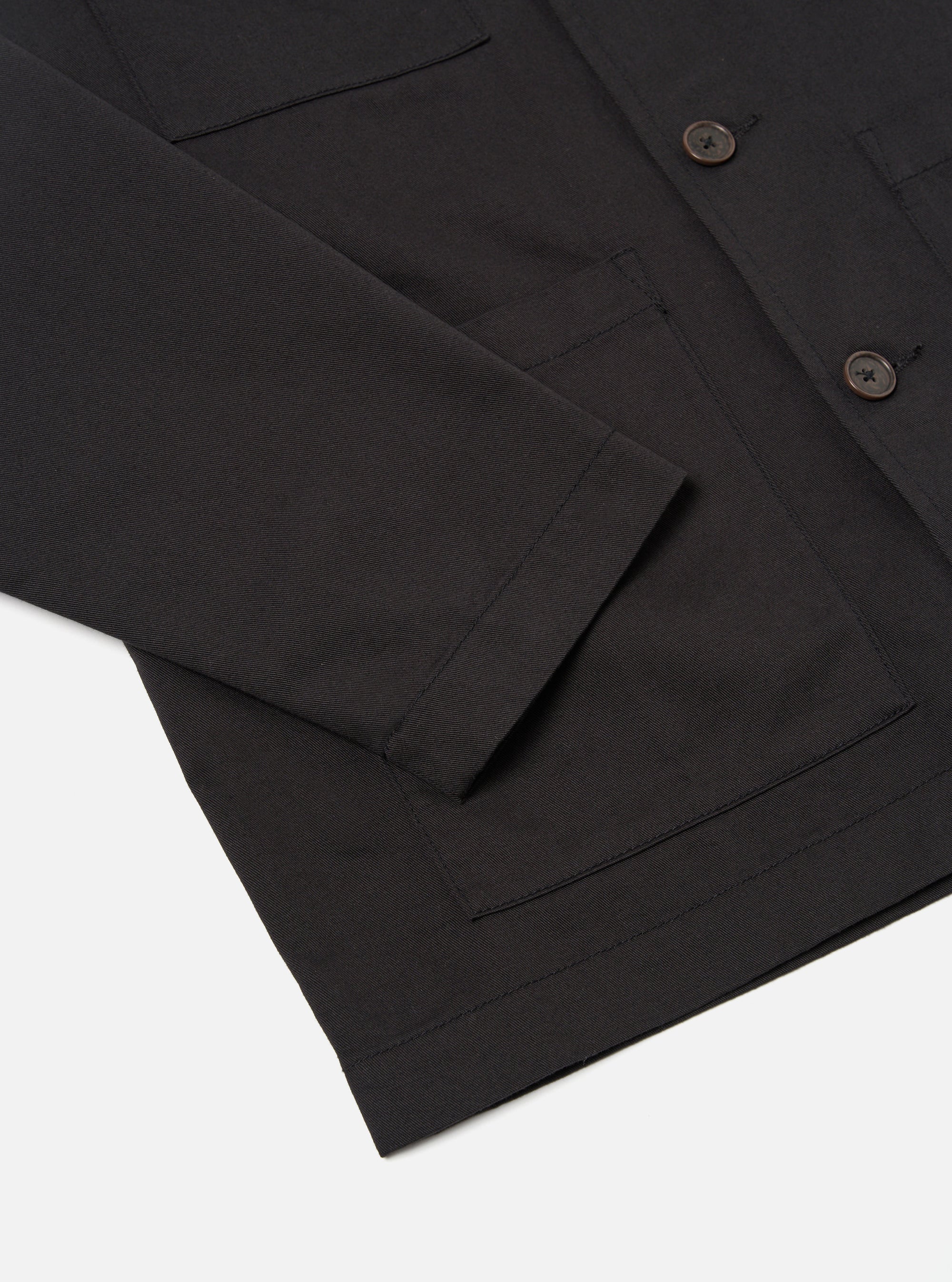 Universal Works Dockside Overshirt in Black Twill