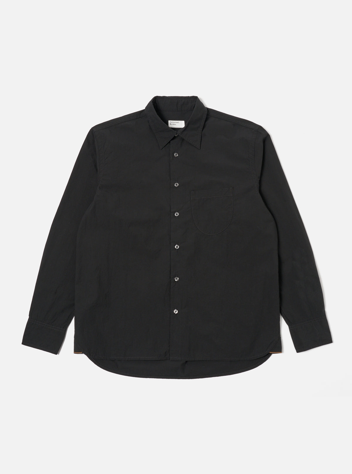 Universal Works Lazy Day Shirt in Black Typewriter Chambray