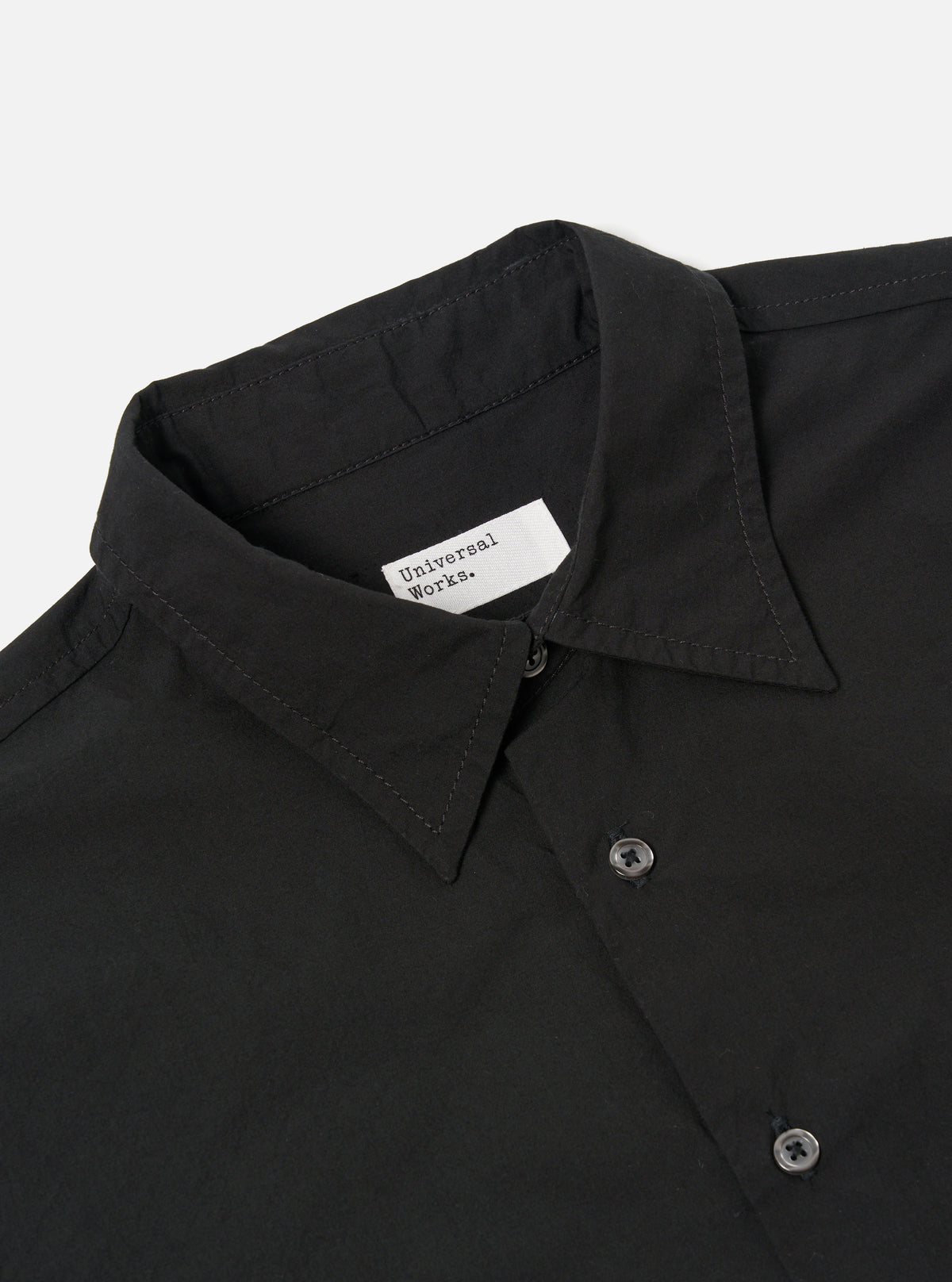 Universal Works Lazy Day Shirt in Black Typewriter Chambray