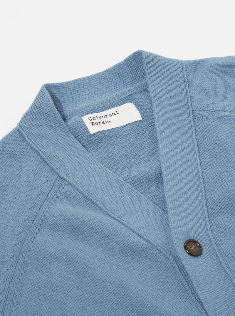 Universal Works David Cardigan in Chambray Eco Cotton