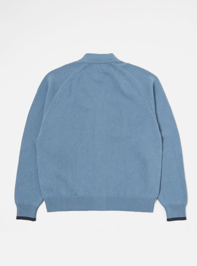Universal Works David Cardigan in Chambray Eco Cotton