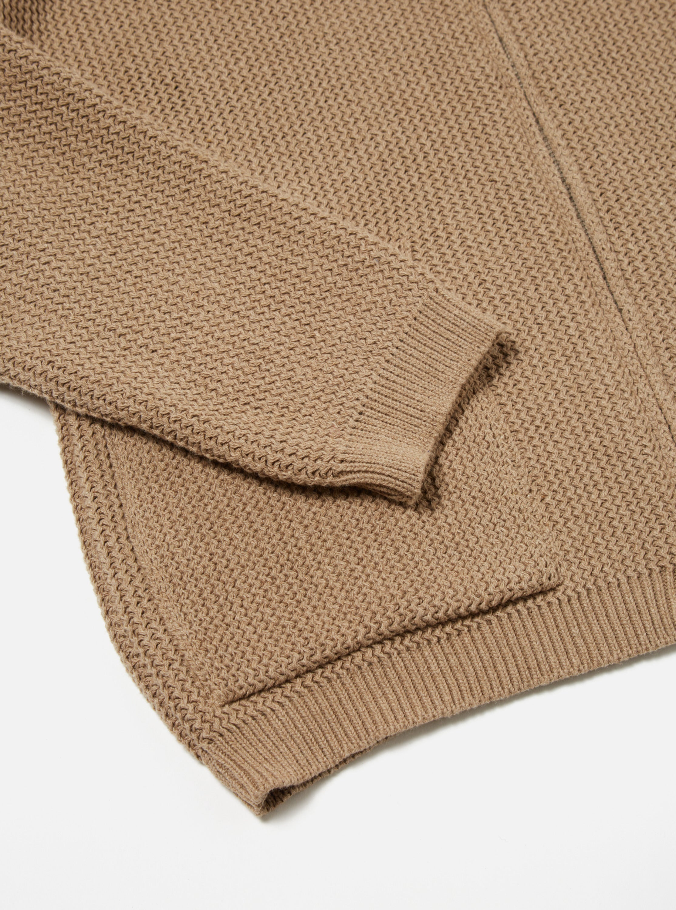 Universal Works Rack Stitch Zip Up Knit in Summer Oak Eco Cotton