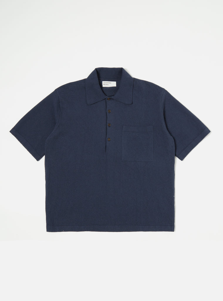 Universal Works Pullover Knit Shirt in Indigo Eco Cotton