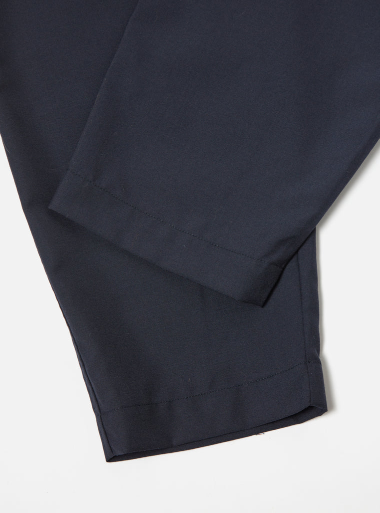 Universal Works Pleated Track Pant in Navy Tropical Suiting