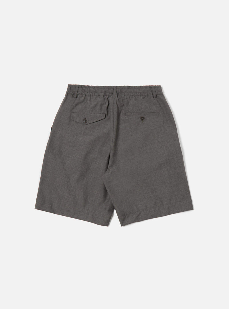 Universal Works Pleated Track Short in Grey Marl Tropical Suiting