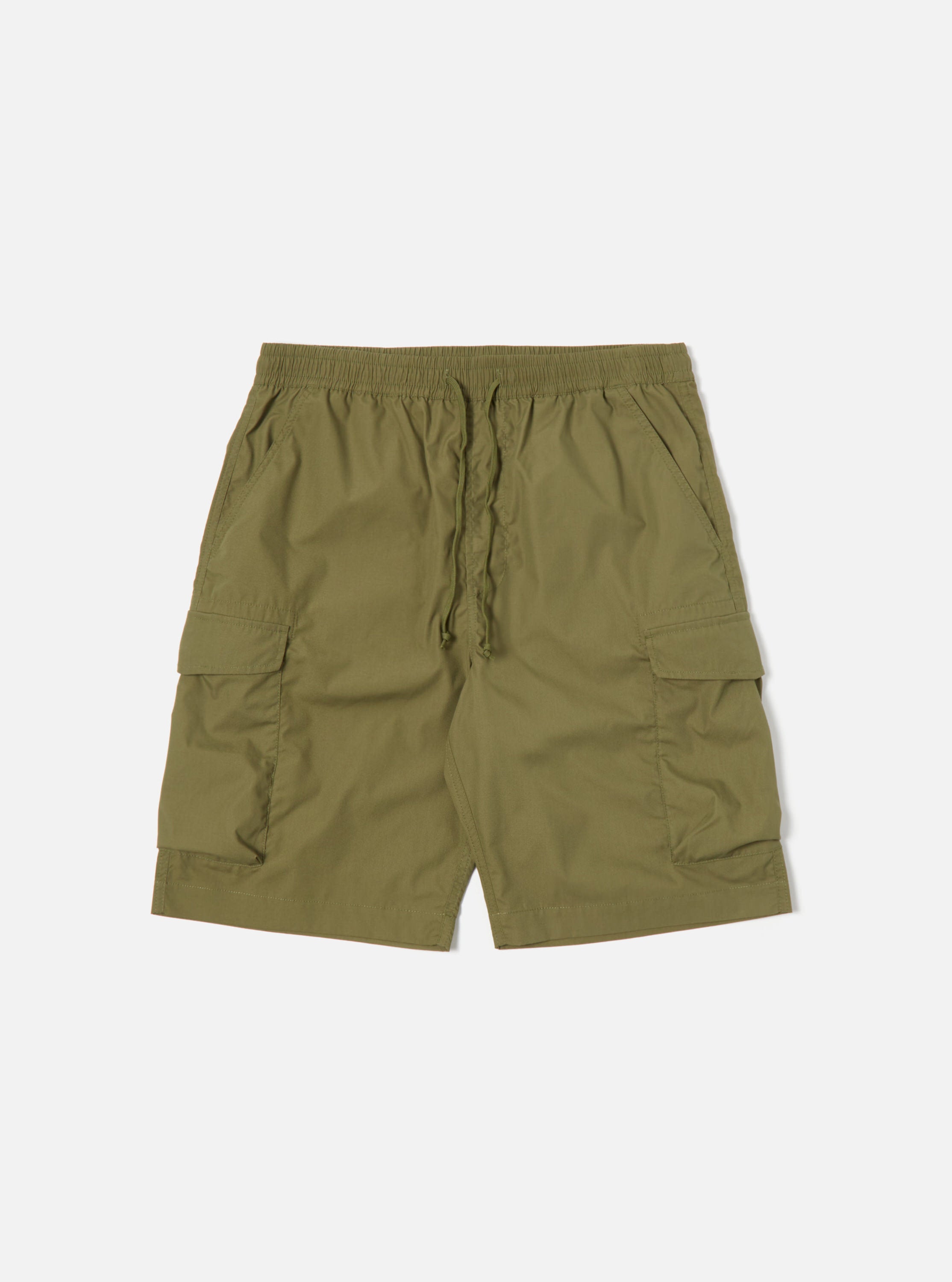 Universal Works Parachute Short in Olive Recycled Poly Tech