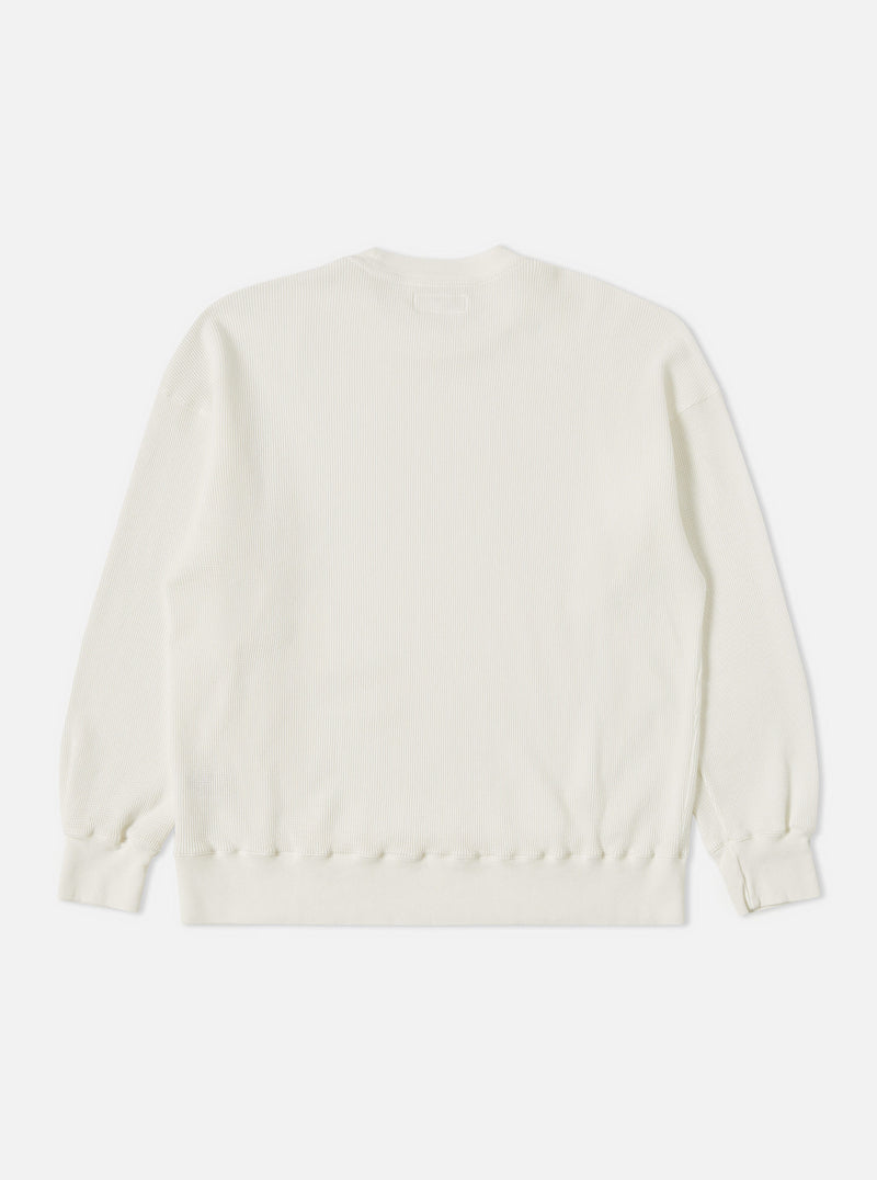 Universal Works Loose Sweatshirt in Off White Organic Cotton/Hemp Waffle