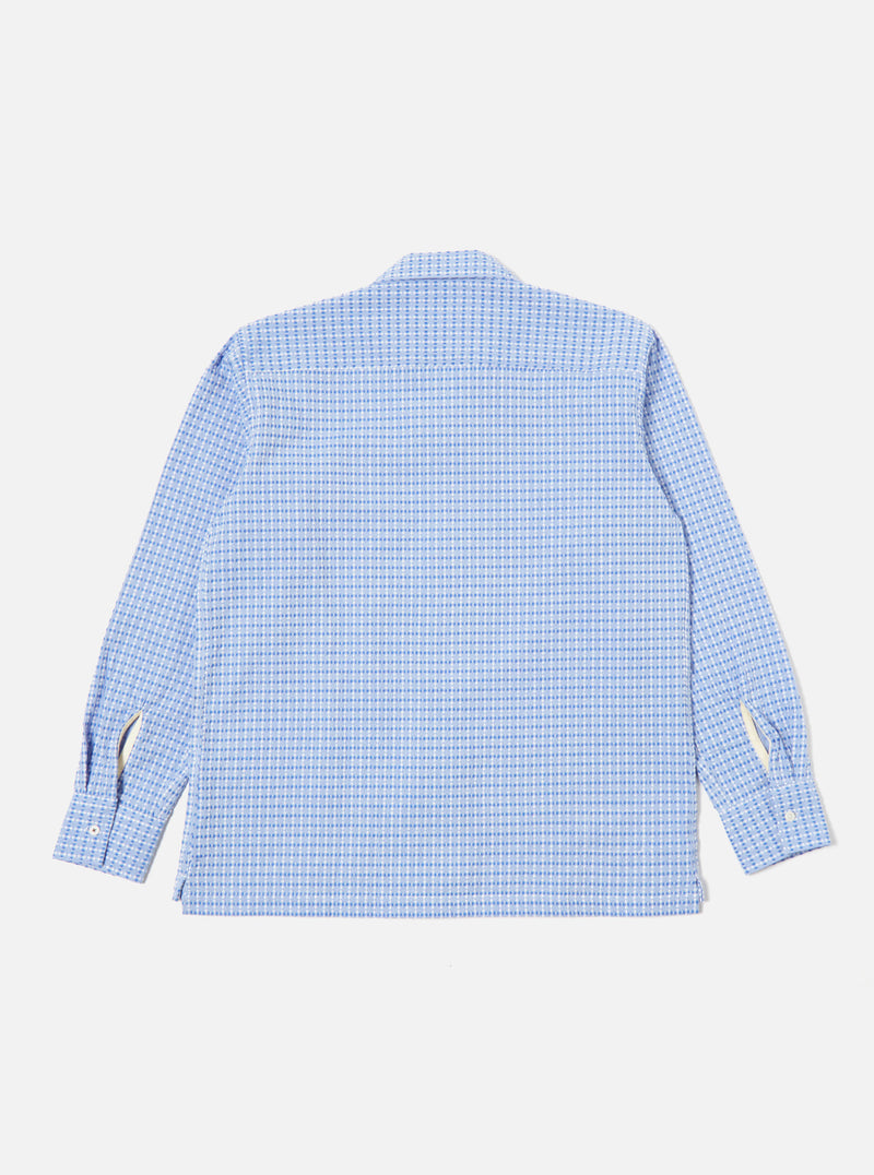 Universal Works L/S Camp Shirt II in Blue Delos Cotton