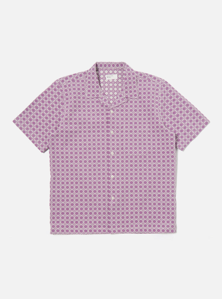 Universal Works Road Shirt in Lilac Tile 2 Cotton