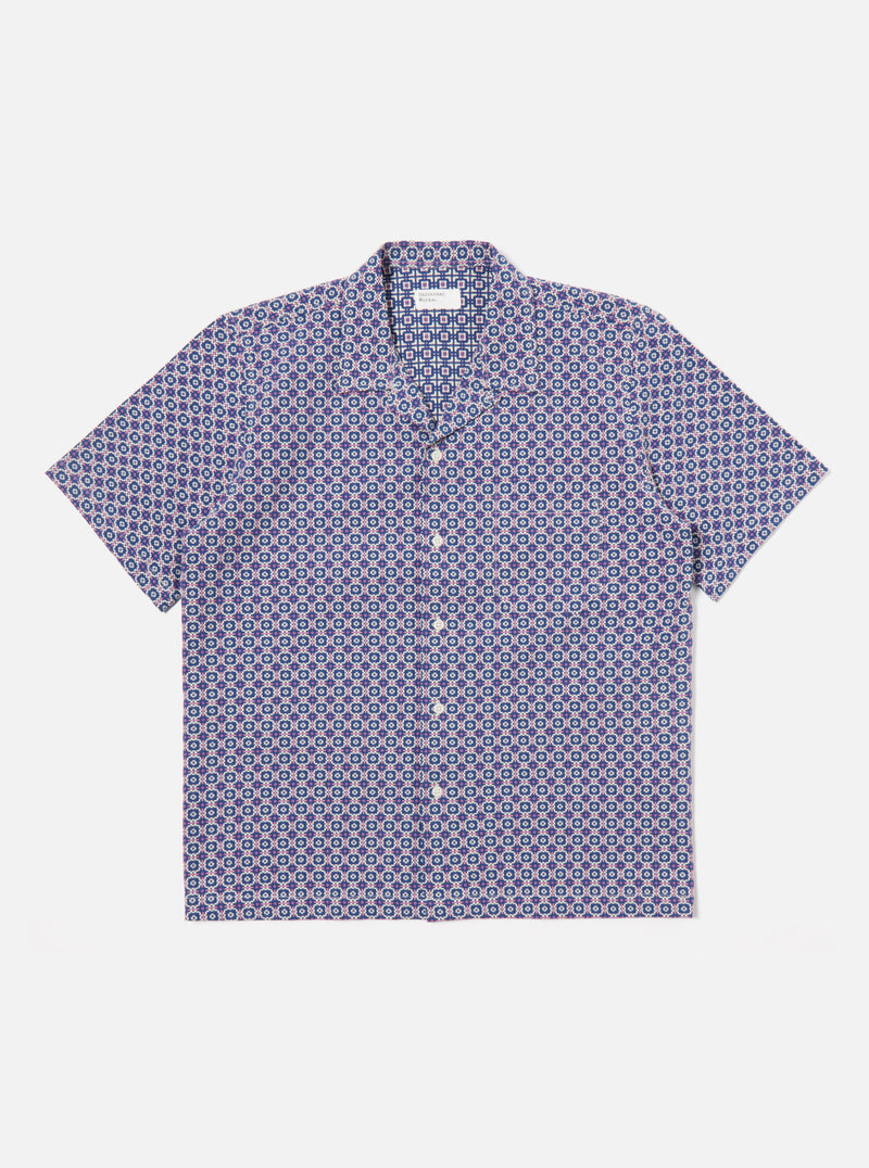 Universal Works Road Shirt in Navy Tile 1 Cotton