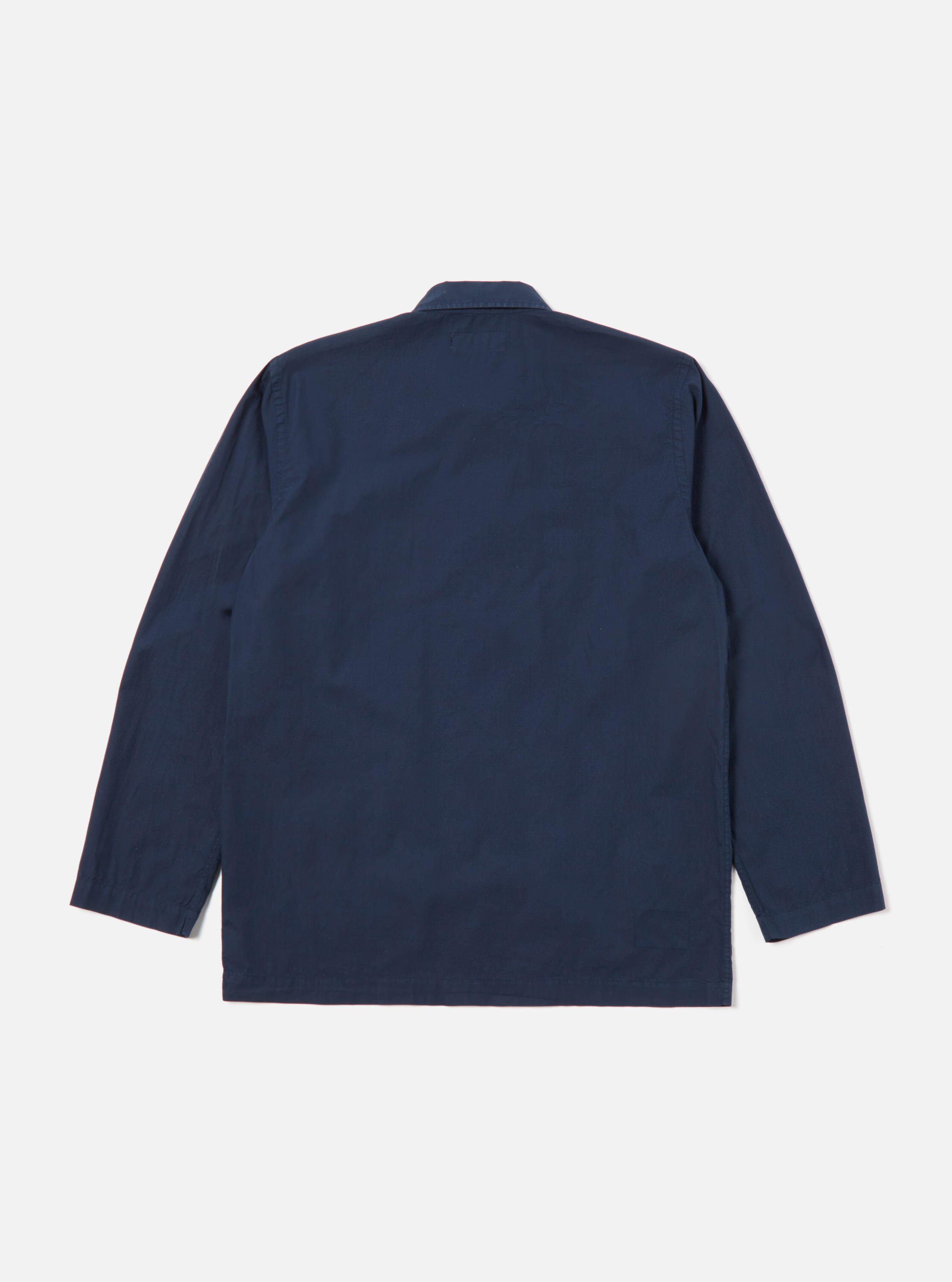 Universal Works Bakers Overshirt in Navy Organic Fine Poplin