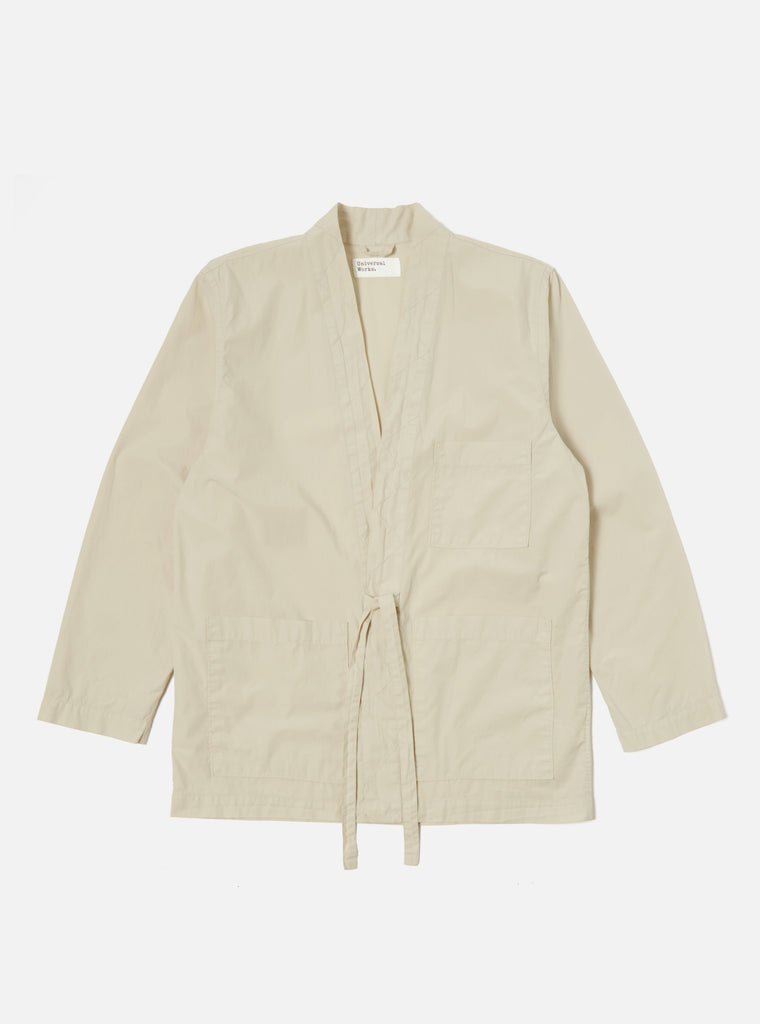 Universal Works Tie Front Jacket in Driftwood Organic Fine Poplin