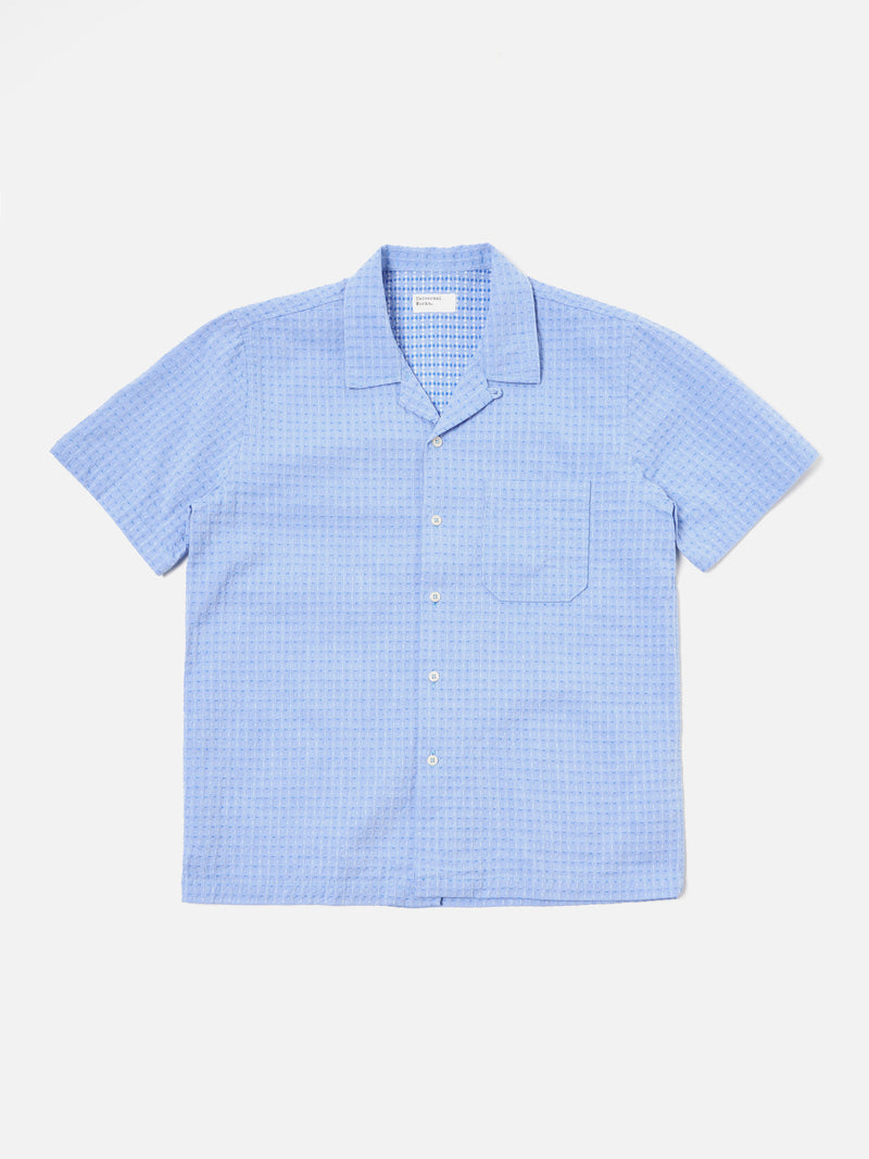 Universal Works Road Shirt in Blue Delos Back Cotton