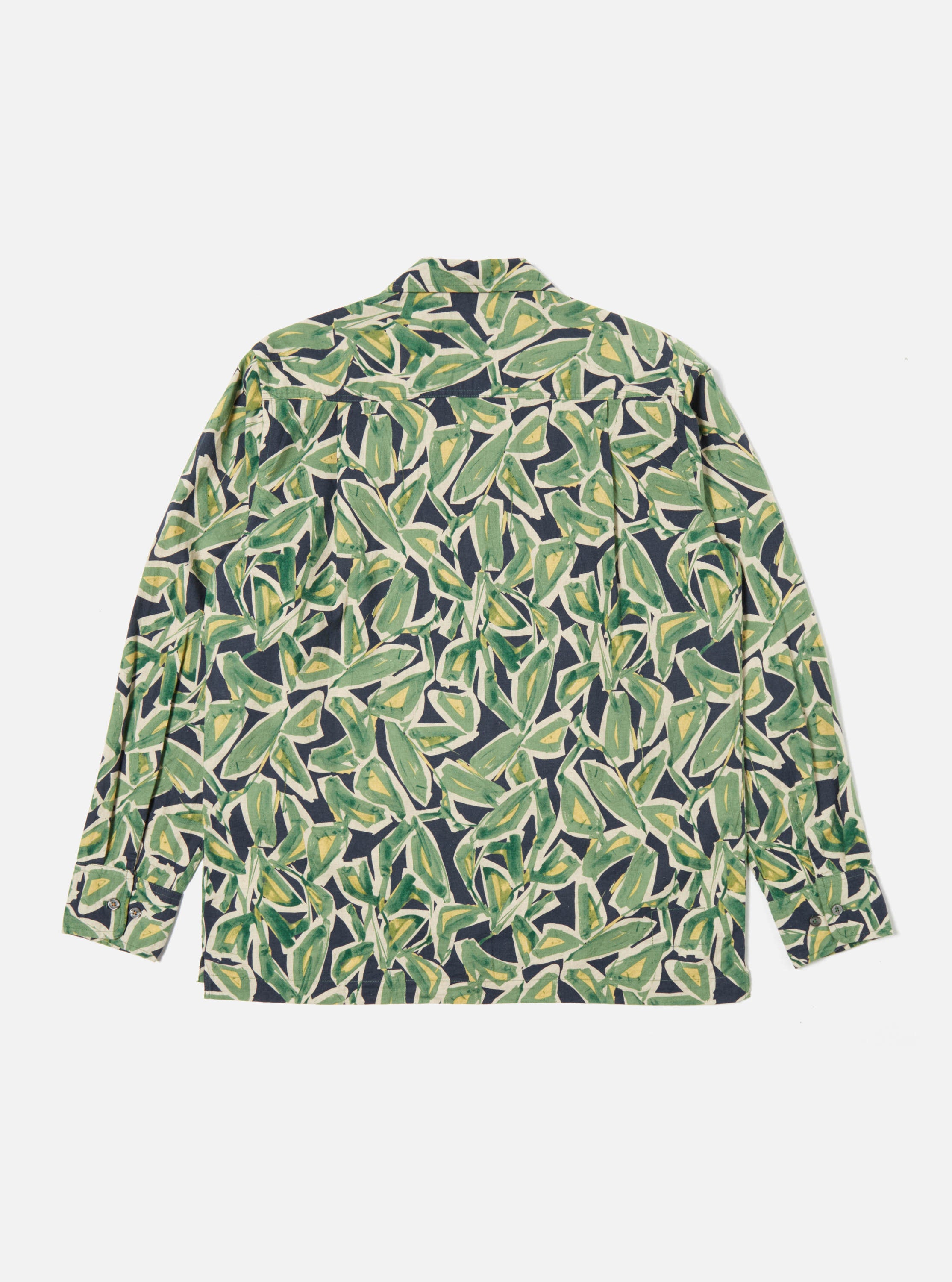 Universal Works L/S Camp Shirt in Navy Artist Flower Lincot