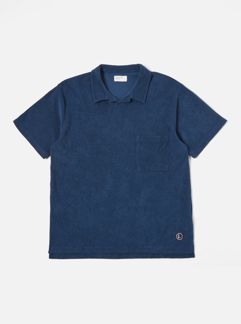 Universal Works Vacation Polo in Navy Light Weight Terry