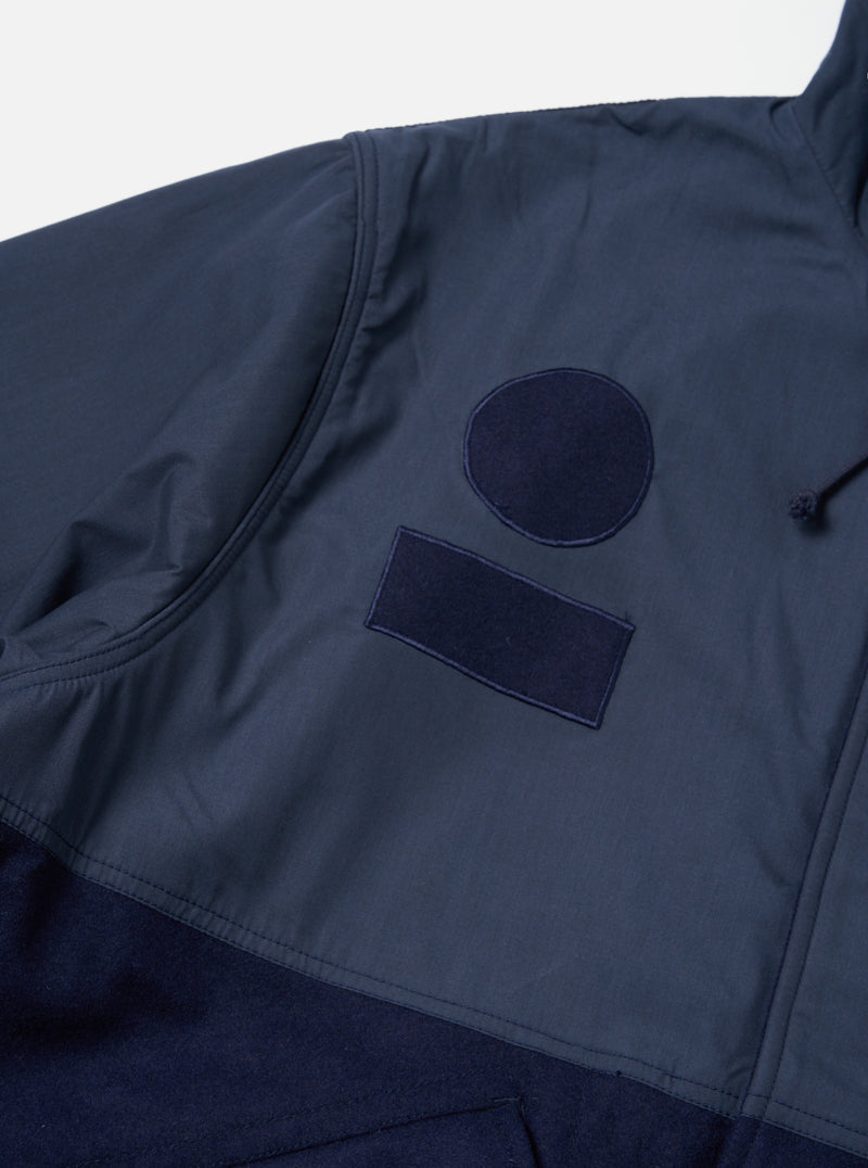 Universal Works Beach Parka II in Navy Melton/Recycled Poly Tech