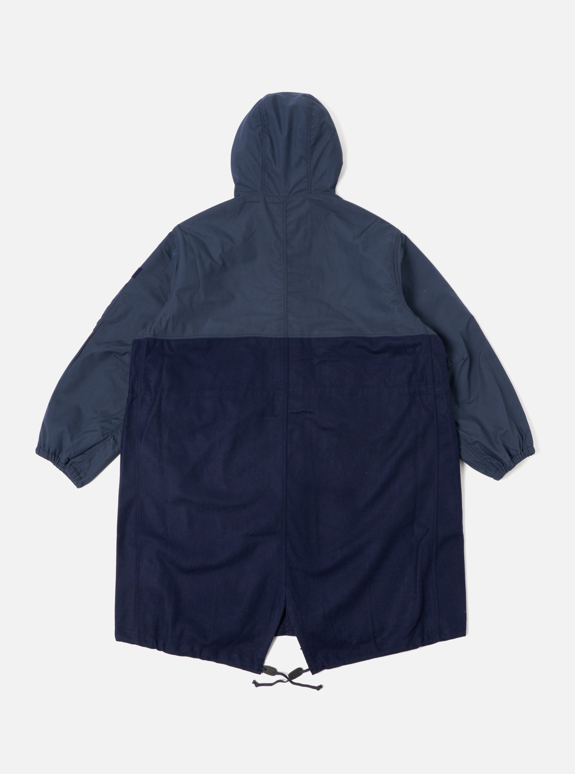 Universal Works Beach Parka II in Navy Melton/Recycled Poly Tech