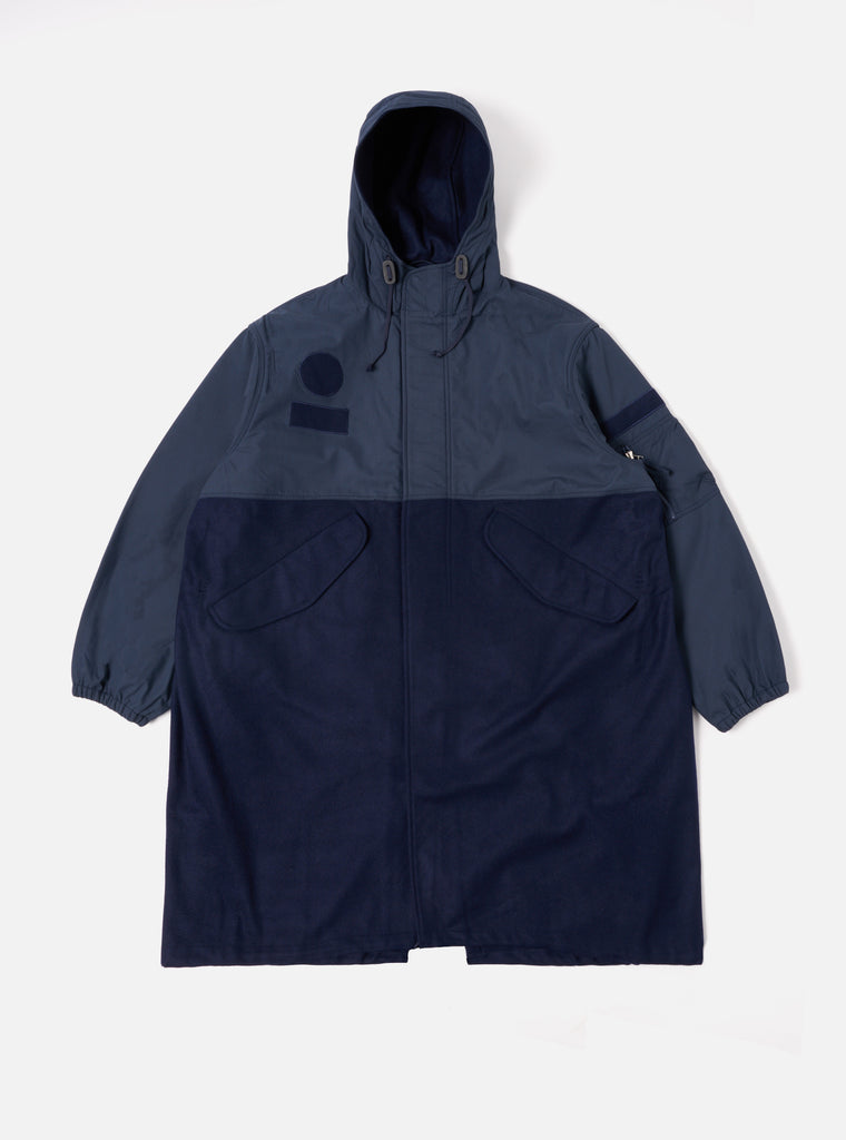 Universal Works Beach Parka II in Navy Melton/Recycled Poly Tech