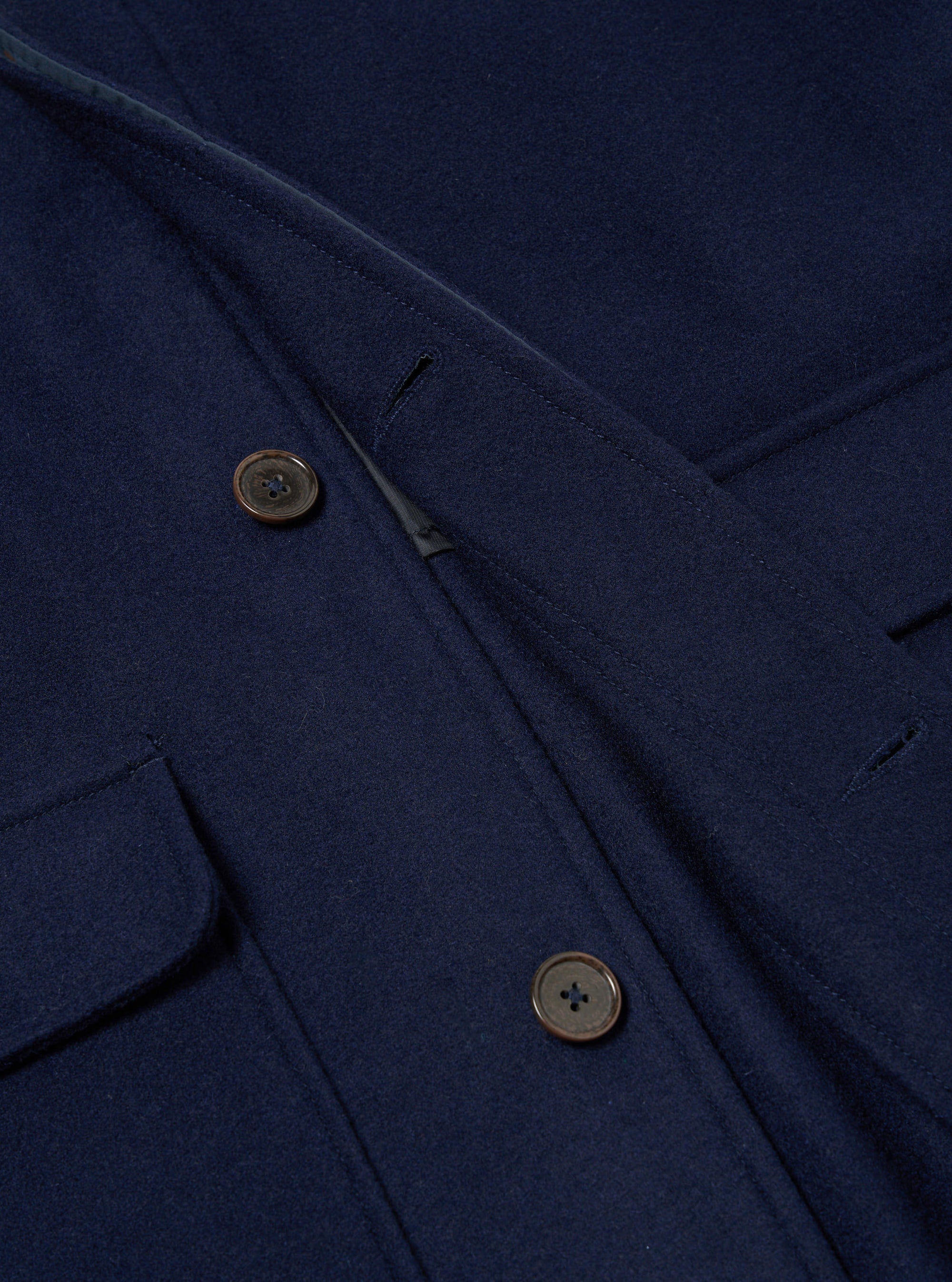 Universal Works Account Coat in Navy Melton