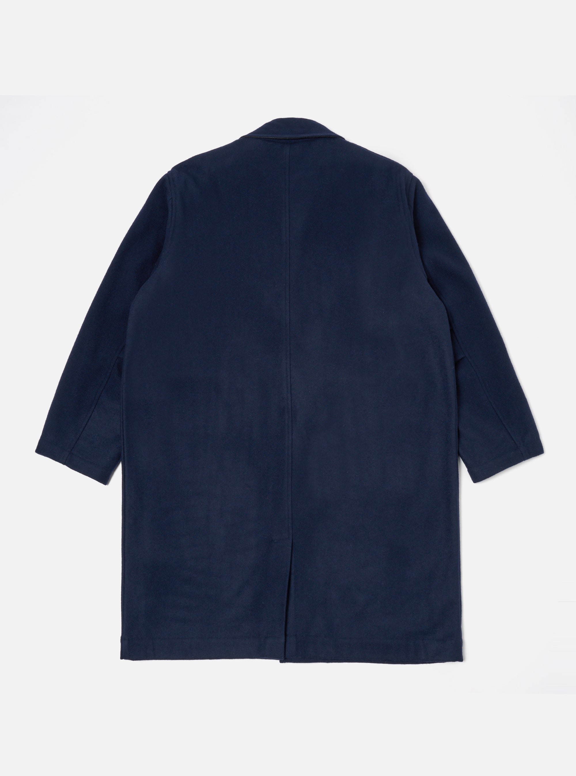 Universal Works Account Coat in Navy Melton