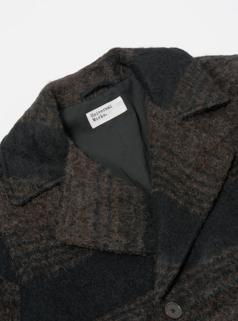 Universal Works Peacoat in Brown/Black Alpaca Recycled Mix