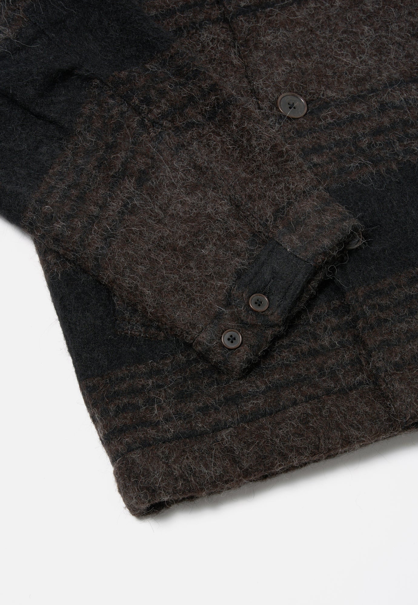 Universal Works Peacoat in Brown/Black Alpaca Recycled Mix