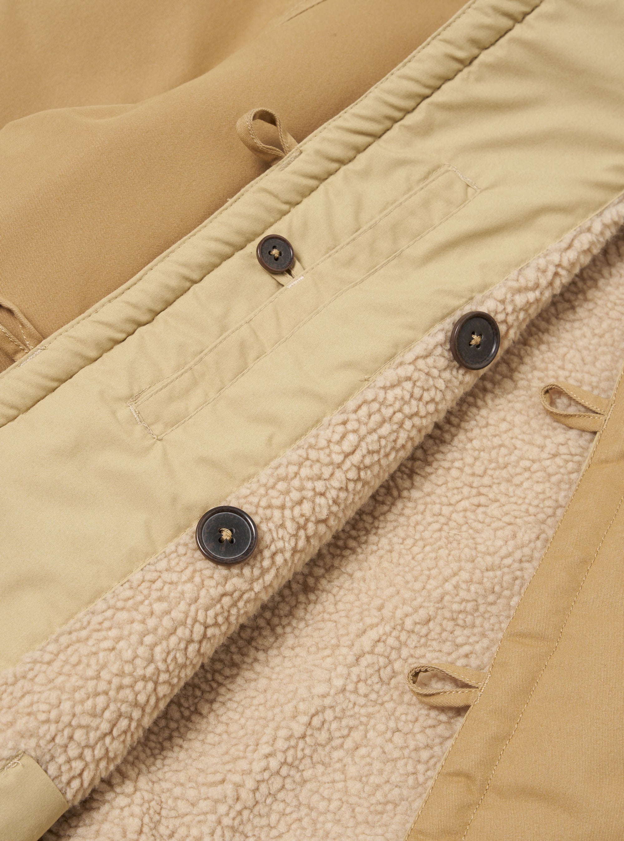 Universal Works Reversible Mackinaw Jacket in Sand Brushed Polytech/Sherpa