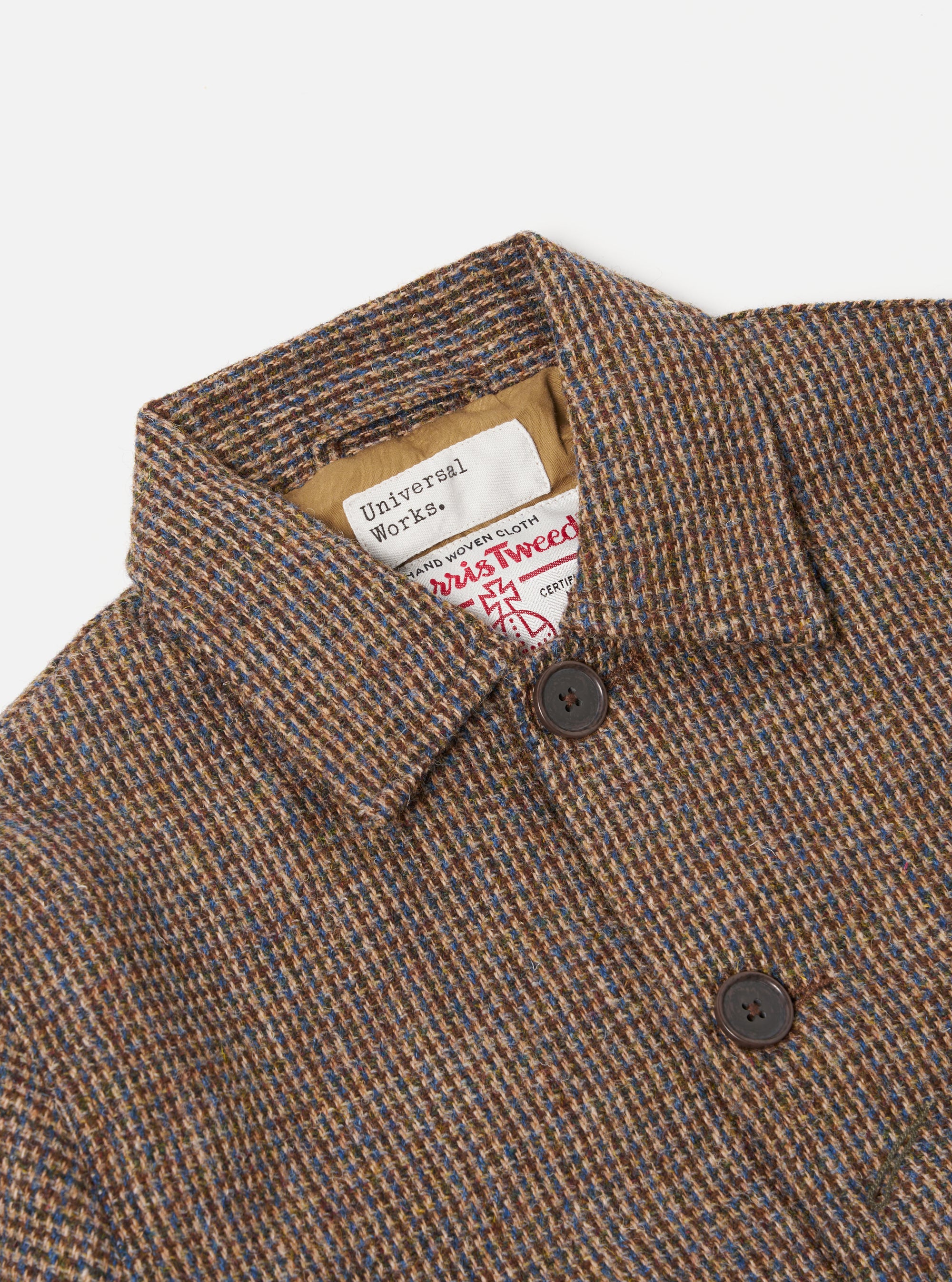 Universal Works Bakers Jacket in Brown Harris Tweed Plaid