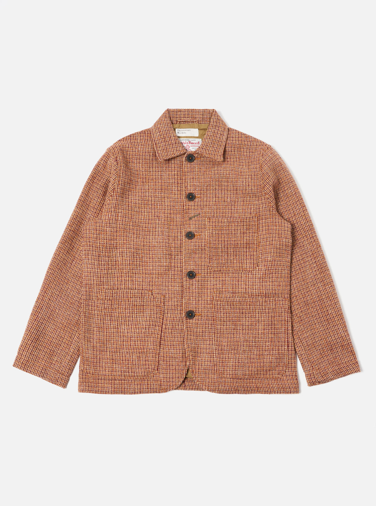 Universal Works Bakers Jacket in Rust Harris Tweed Plaid