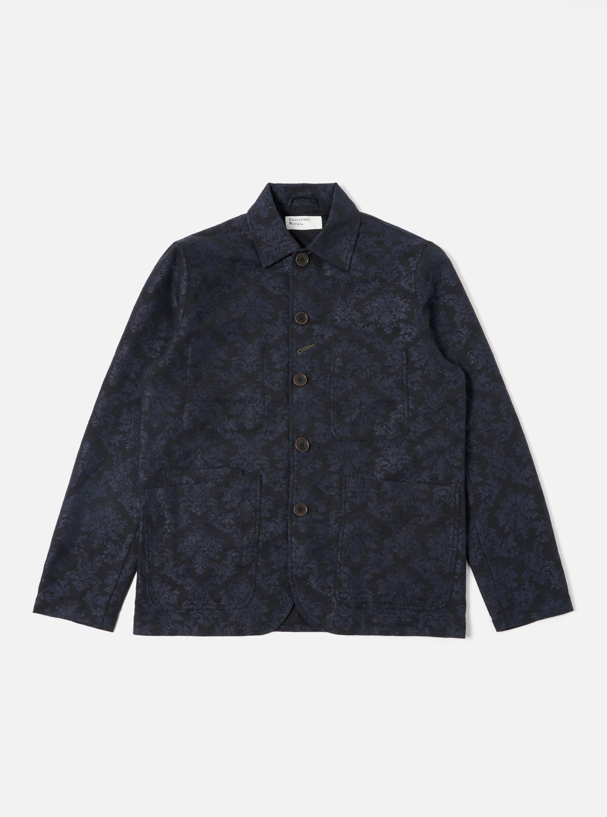 Universal Works Bakers Jacket in Black Starry Night Cotton Mix