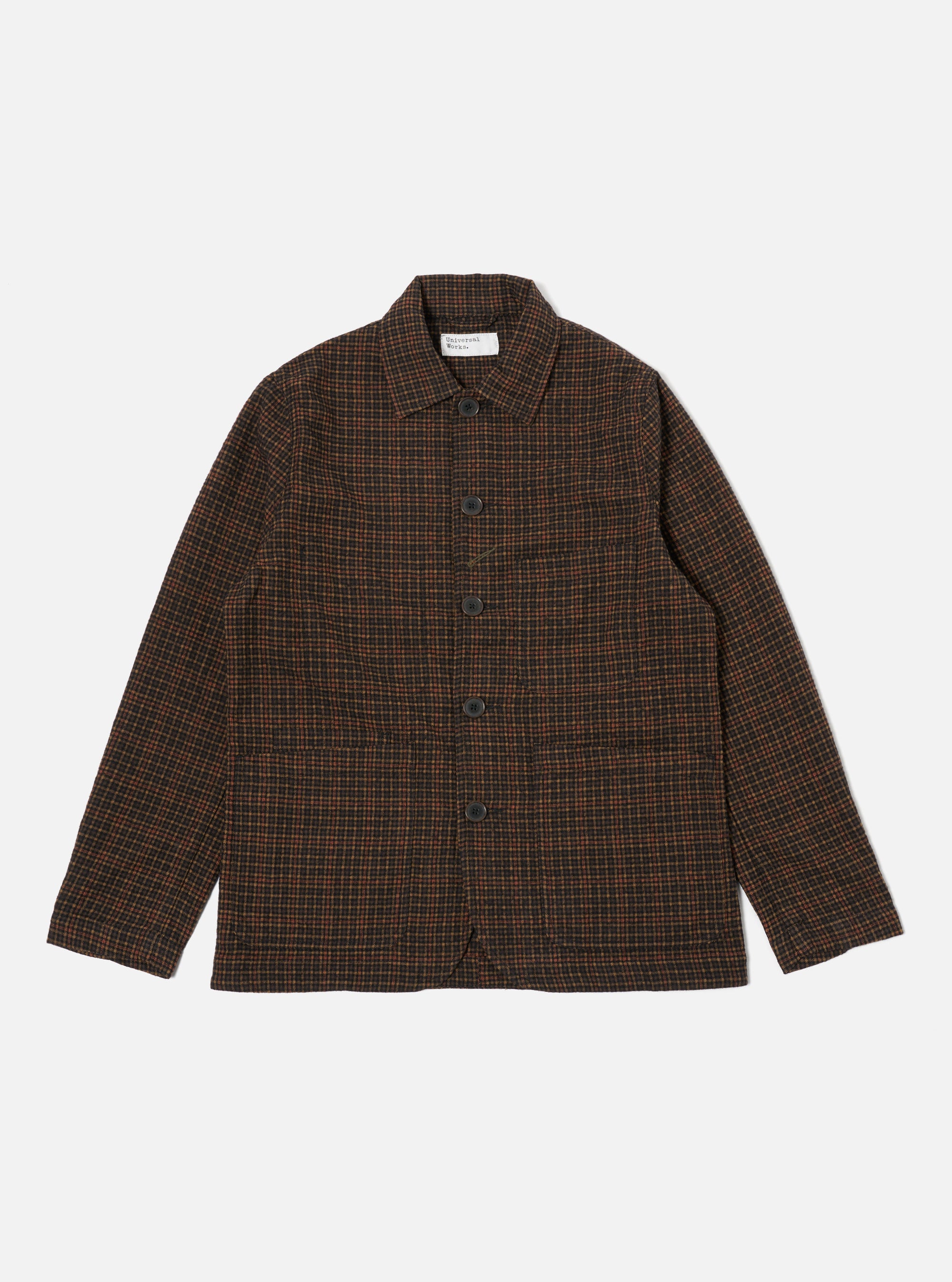 Universal Works Bakers Jacket in Black/Olive Albuquerque Check