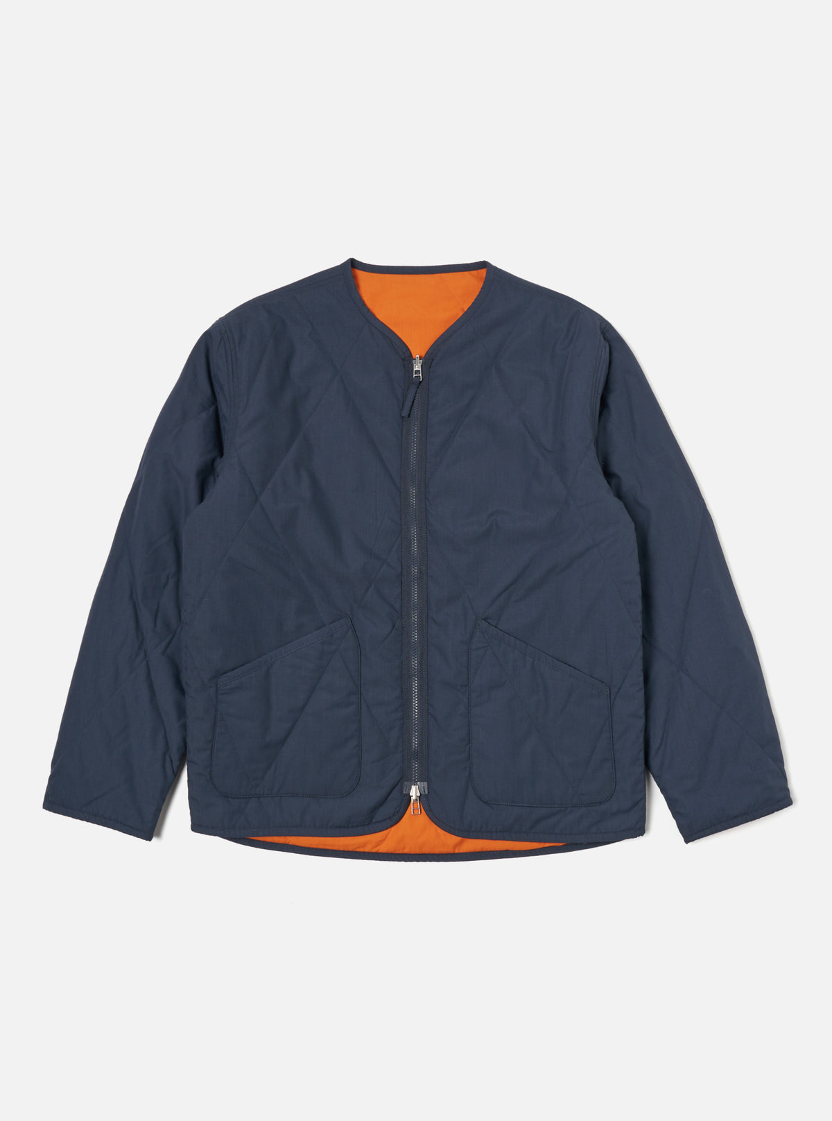 Universal Works Reversible Military Liner Jacket in Navy/Orange Recycled Polytech