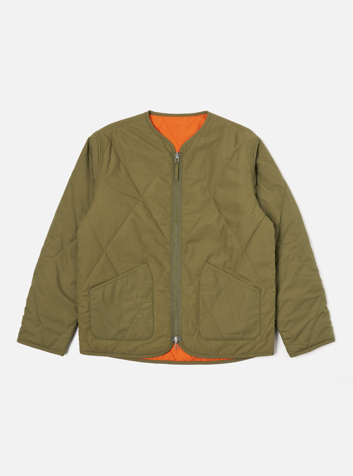 Universal Works Reversible Military Liner Jacket in Olive/Orange Recycled Polytech