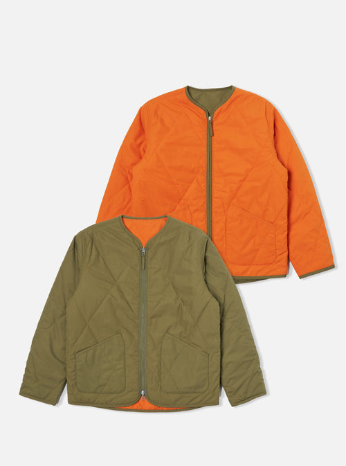 Universal Works Reversible Military Liner Jacket in Olive/Orange Recycled Polytech