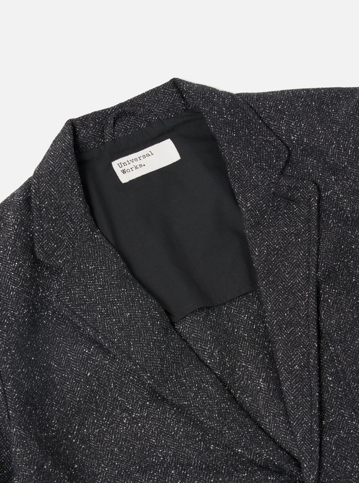 Universal Works Two Button Jacket in Black Levisham Wool Mix