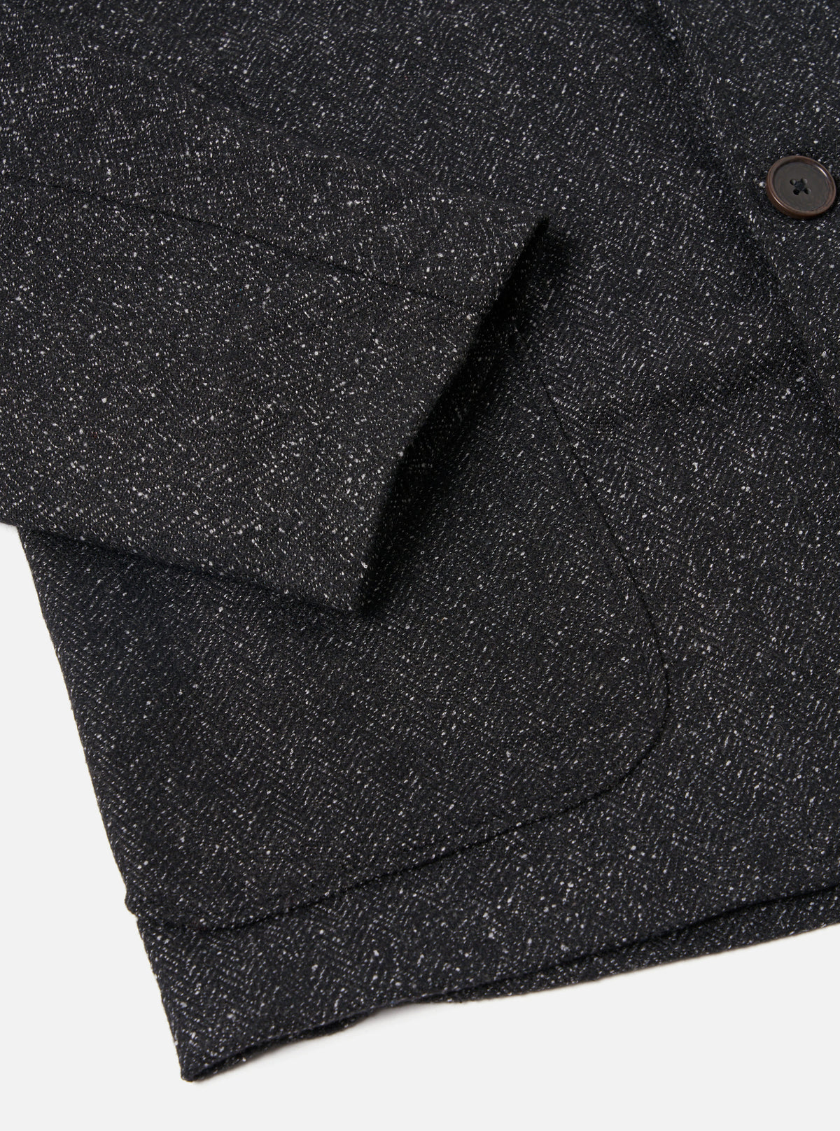 Universal Works Two Button Jacket in Black Levisham Wool Mix