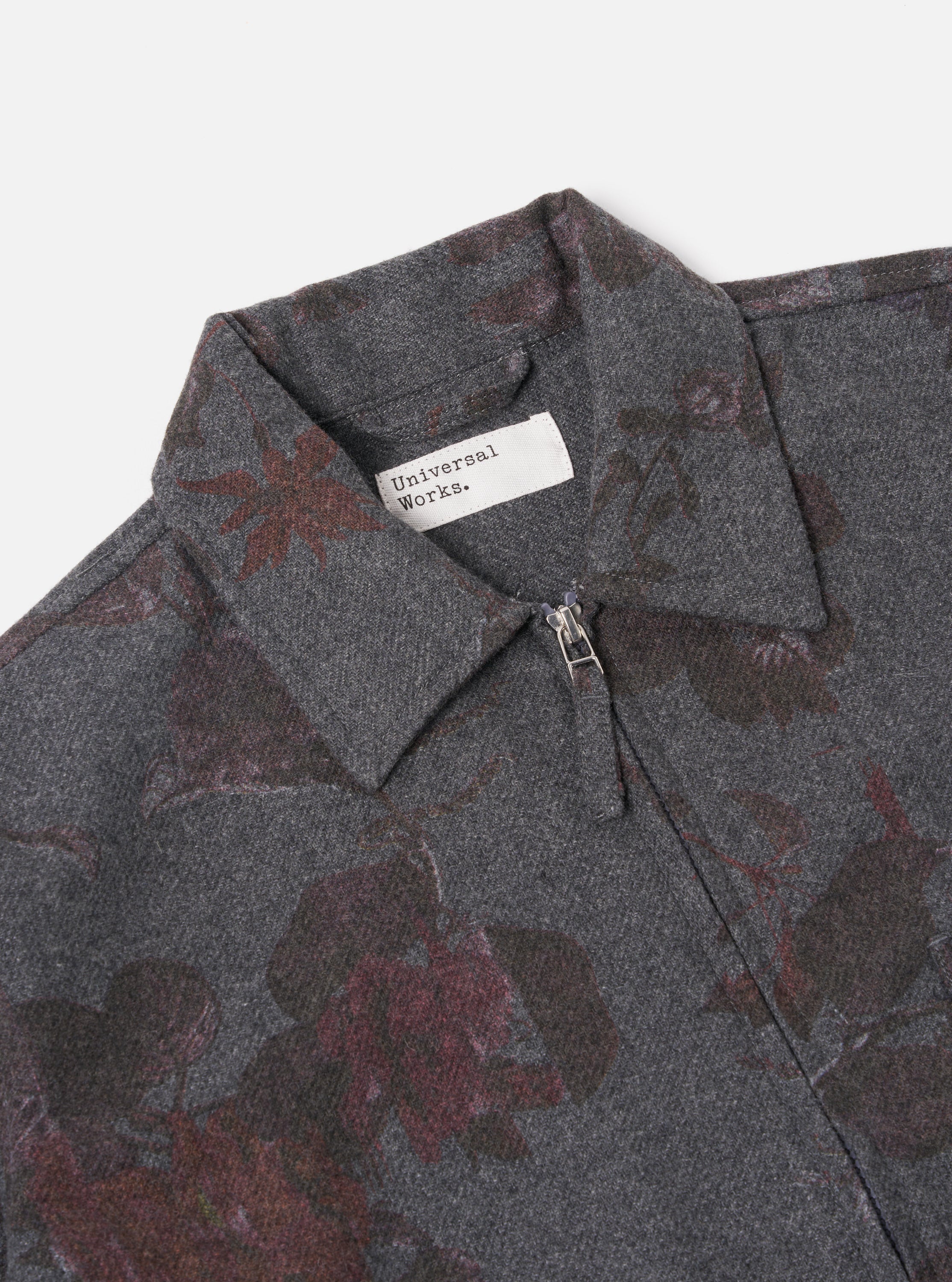 Universal Works Windcheater in Mid Grey Printed Flannel