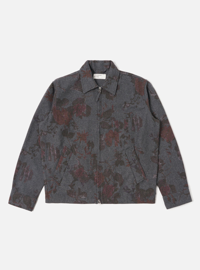 Universal Works Windcheater in Mid Grey Printed Flannel