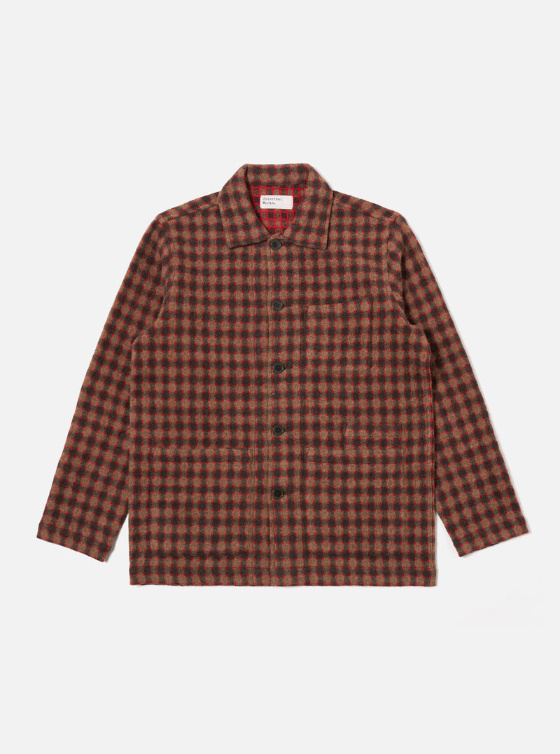 Universal Works Bakers Overshirt in Brown Wool Alpaca Mix