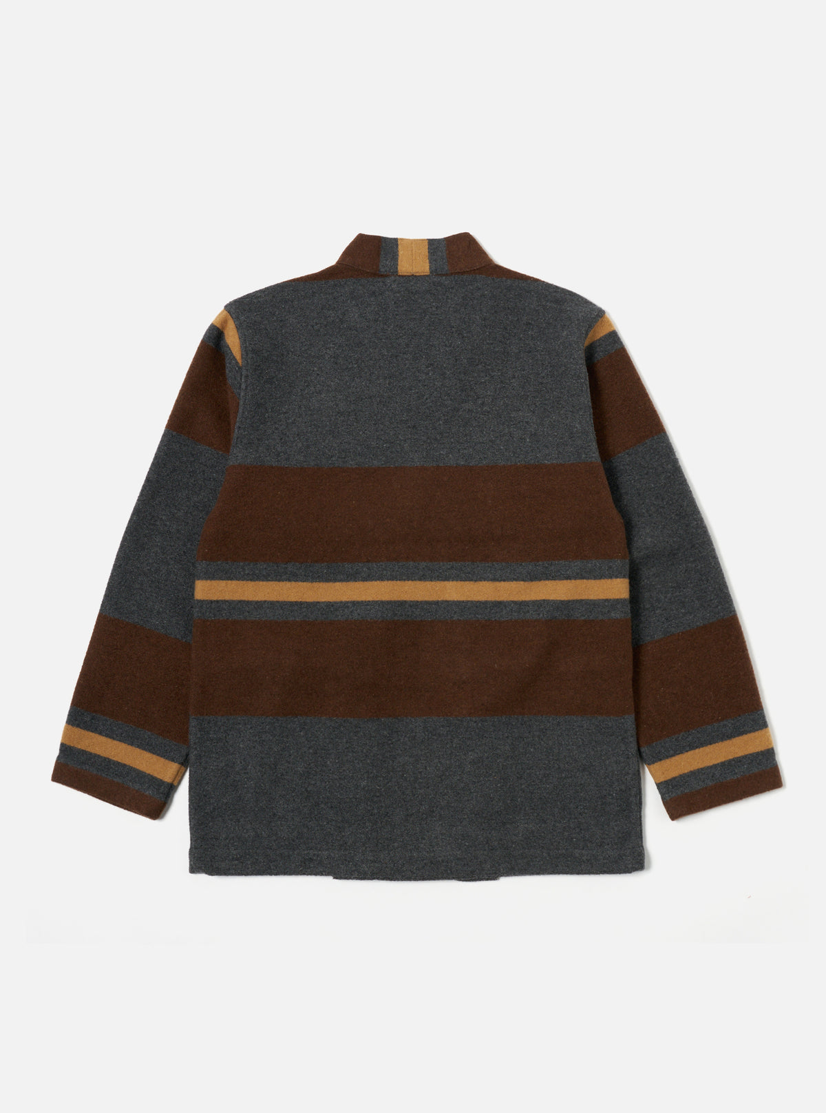 Universal Works Kyoto Work Jacket in Charcoal Stripe Blanket Wool Mix